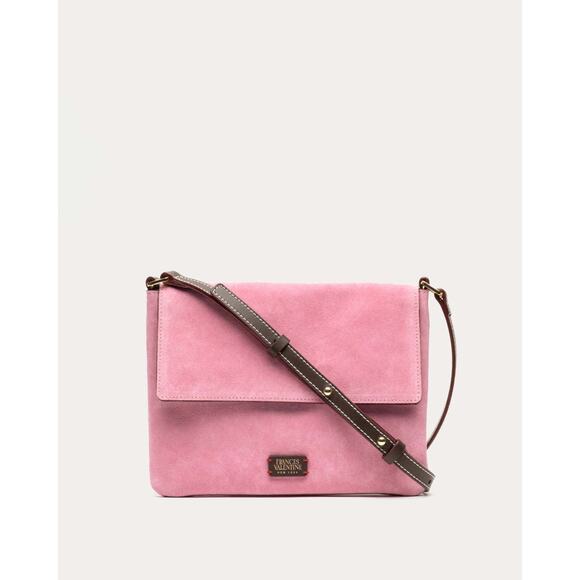 Frances Valentine Maggie Suede Crossbody Bag ~ Pink - Picture 1 of 7